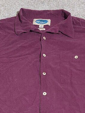 Pro Celebrity Luxury Silk textured floral camp shirt purple Size XL